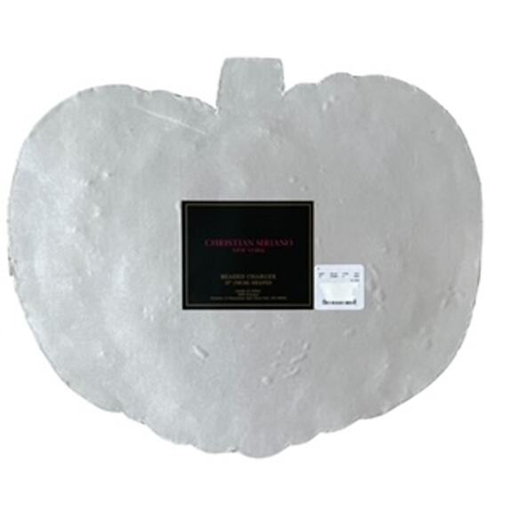 Christian Siriano Halloween Jack O Lantern Beaded Placemat 15" Black White NEW - Picture 5 of 10